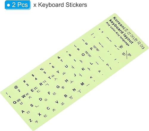 Miniatura 3 de PATIKIL Calcomanías coreanas para teclado que brillan en la oscuridad, paquete de 2 fundas de repuesto universales luminosas para teclado para