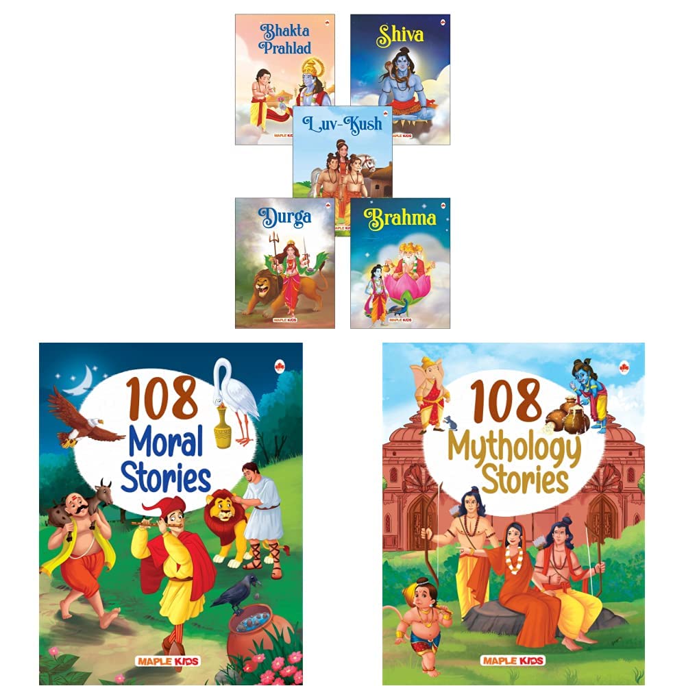 My First Mythology Stories (Illustrated) (Set of 5 Books) & 108 Moral Stories for children & 108 Indian Mythology Stories (Illustrated) – Story Book for Kids