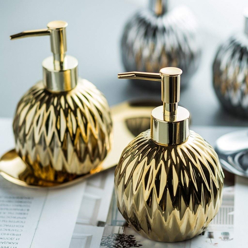 dispenser sapone/Dosatori per sapone liquido 2 Confezione dispenser di sapone in acciaio inox vassoio da bagno (400ml * 2), oro Erogatore del Sapone/Dispenser di Sapone (Color : Gold)