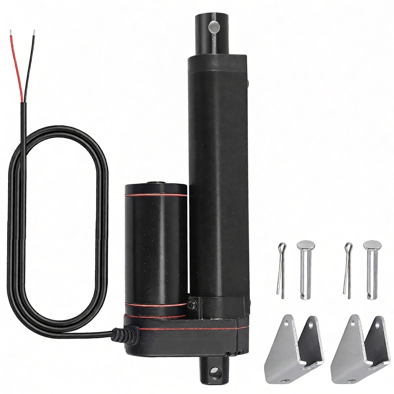 Justech 12V Linear Actuator 160LBS/750N-4inch/100mm 10mm/s Linear Motion Actuator with IP54 Waterproof & Mounting Brackets for Electric Door Window Bed RV Industrial Machinery Solar Tracker, Black