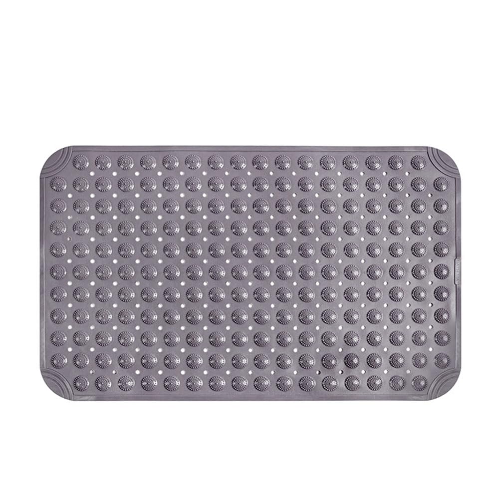 Surwin Alfombra Ducha Antideslizante, Alfombra Bañera Secado Rápido con ventosas, Baño con Orificio de Drenaje Alfombra de Ducha TPE Alfombrillas para Masaje (Gris,80x120cm)
