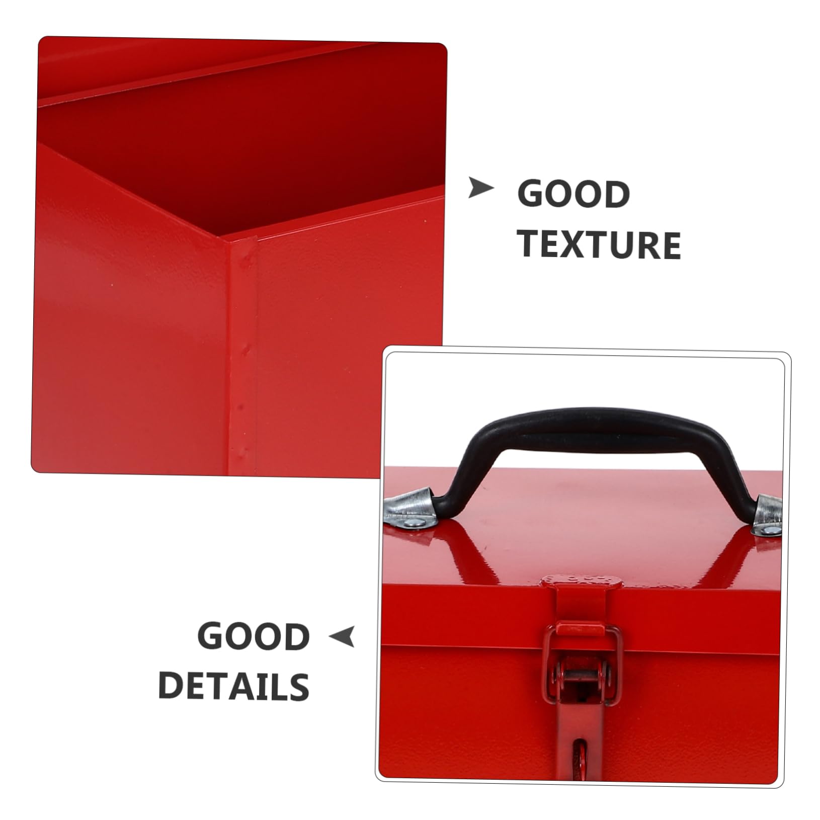 Contenitore Attrezzi Metallo Rosso in Lamiera, Portatile Fibbia | Scatola Attrezzi, Scatola Porta Attrezzi in Ferro, Chiusura e Maniglia Comoda Stile Casuale