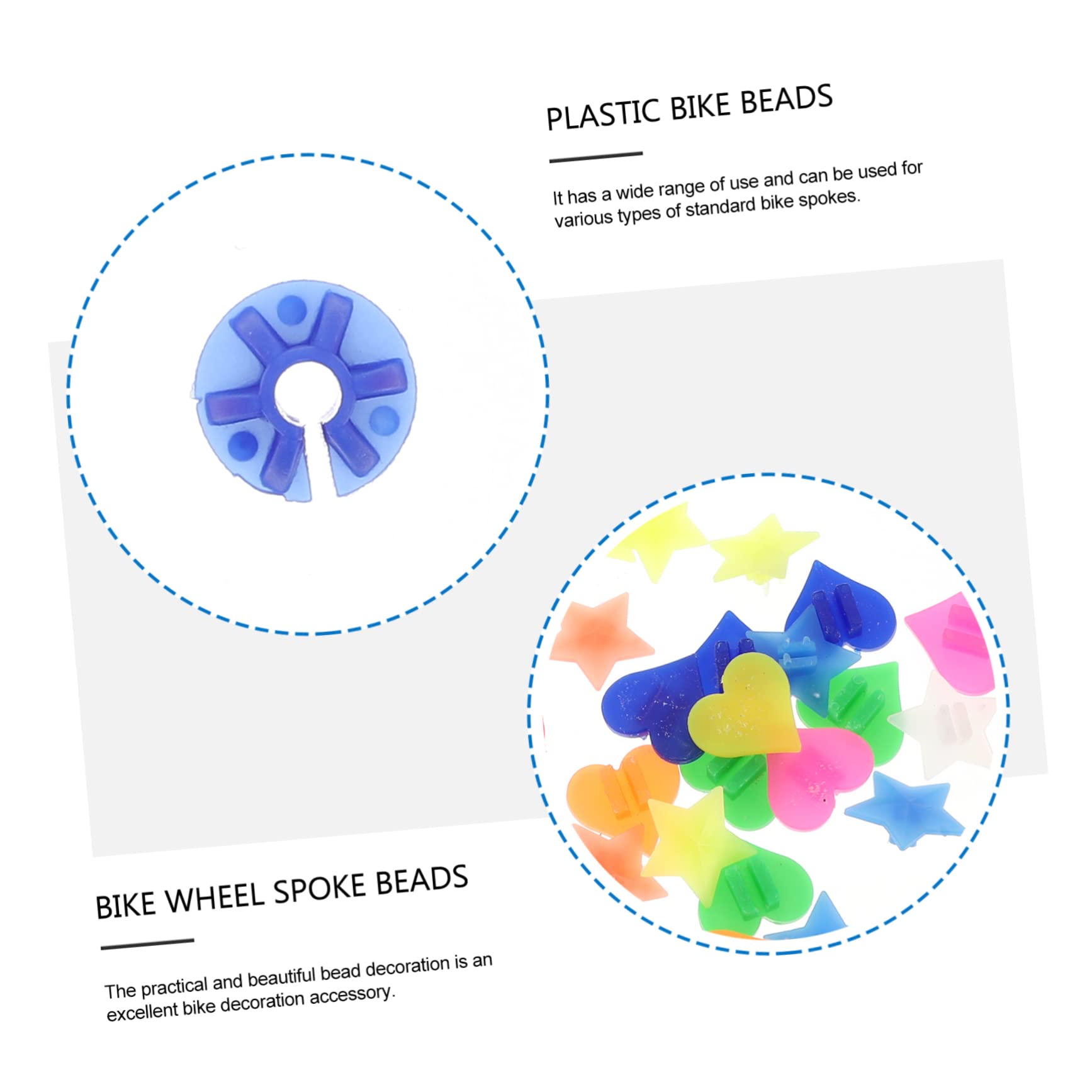 VICASKY 108pcs Plastic Bike Beads Easy Clip Spoke Decorations for Bicycles Heart and Designs Enhance Your Bike Look and Skills