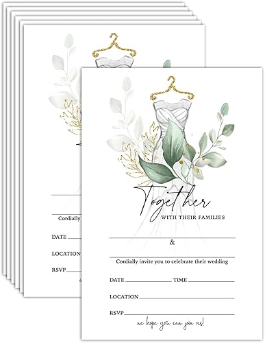 ESAMP Invitaciones de boda para vestidos, kit de invitación para fiesta de boda con vegetación, suministros para fiestas y recepciones, invitaciones