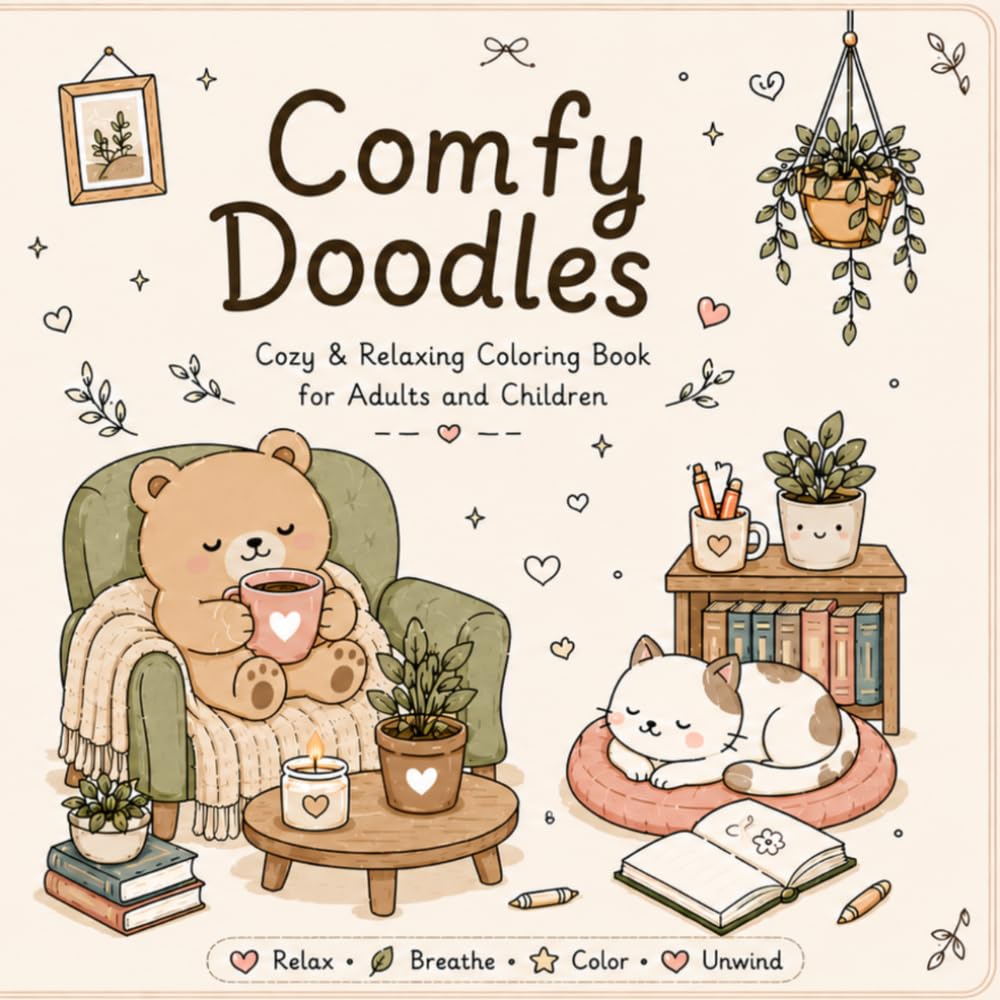 Comfy Doodles: Cozy & Relaxing Coloring Book for Adults and Children