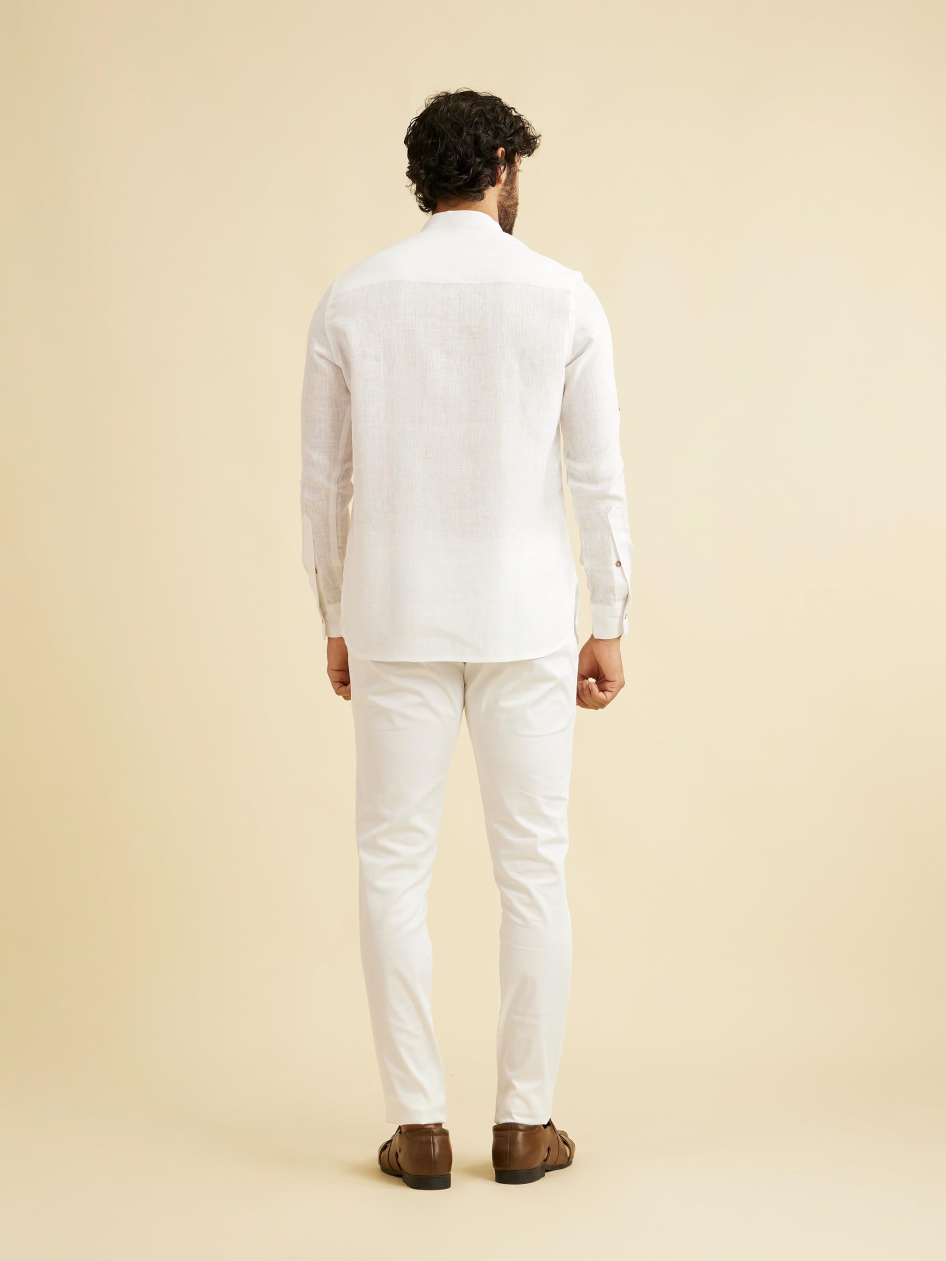 Manyavar Męskie spodenki Kurta Solid Linen (1 szt.)