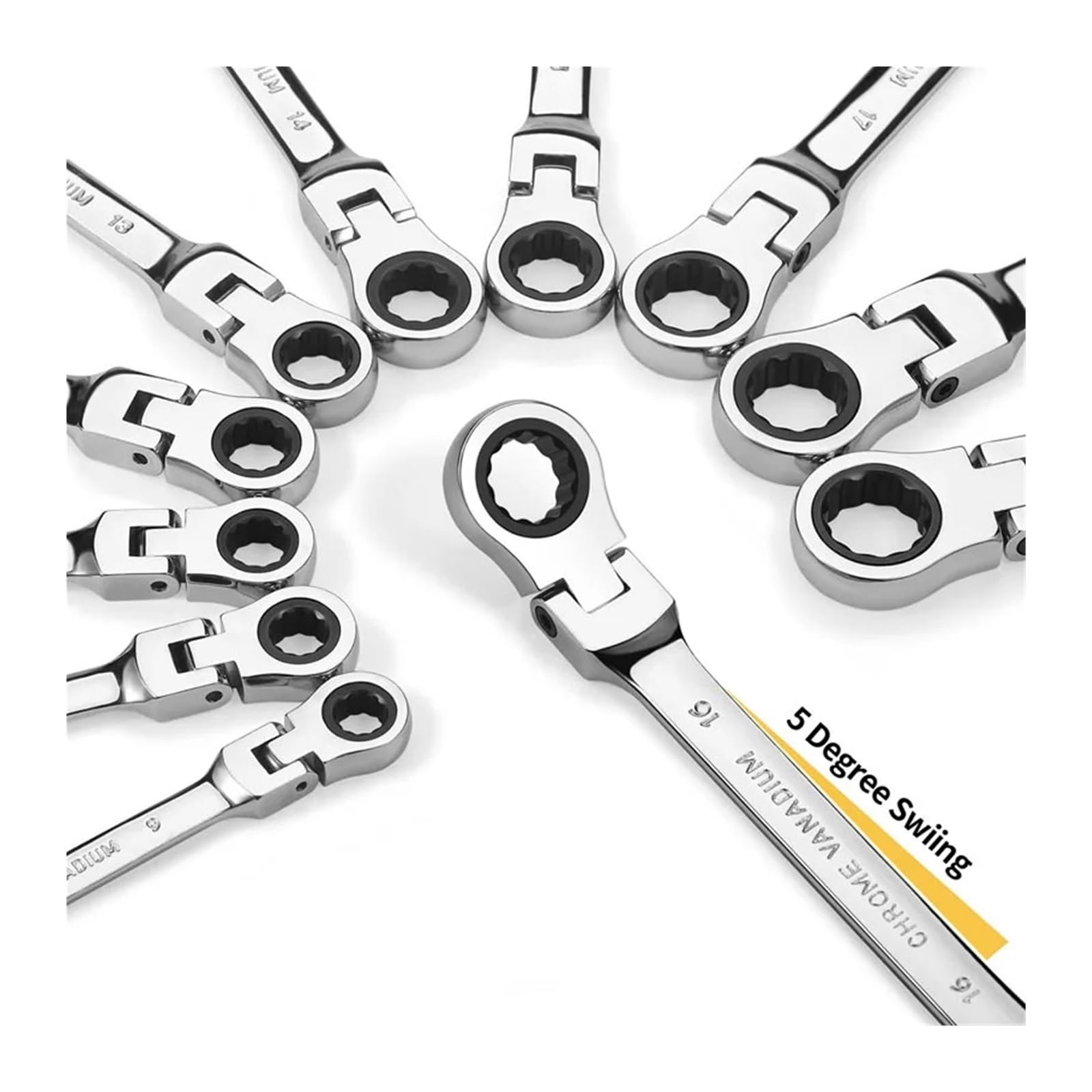 Set di chiavi a cricchetto con testa flessibile, kit di chiavi combinate, set di chiavi a cricchetto for utensili manuali in acciaio al cromo vanadio (Color : 10pcs(8-22mm))