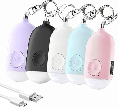 Miniatura 15 de Hion Alarma de seguridad personal para mujeres, recargable de 130 dB, llavero de alarma de autodefensa con linterna LED, seguridad sonora segura de