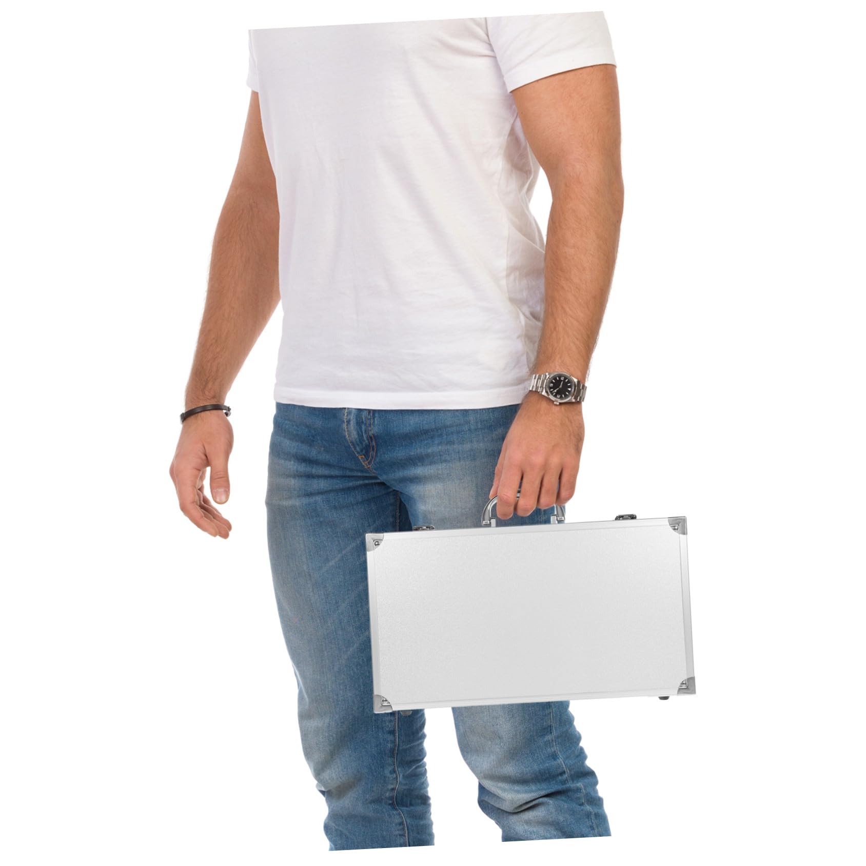 DOITOOL Aktenkoffer Aluminium Mit Schloss Aluminium-Aktenkoffer Für Männer Oder Metall-Hartschalenkoffer Mit Schaumstoff Für Reisegepäck Handwerker Reisekasse (14 1 X 7 8 9