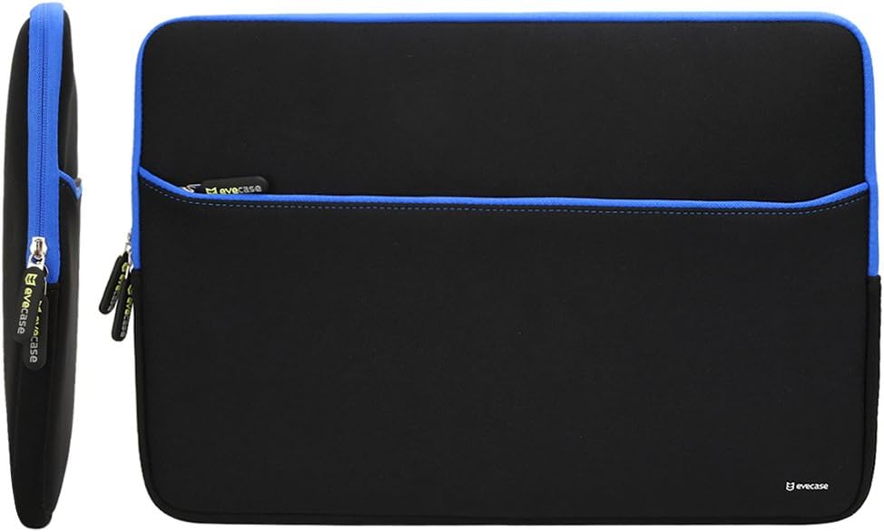 Evecase Portable Slim Neoprene Bubble Padded Interior Sleeve Case Bag w/Accessory Pocket for Dell Inspiron 17.3-inch Laptop – Black/Blue
