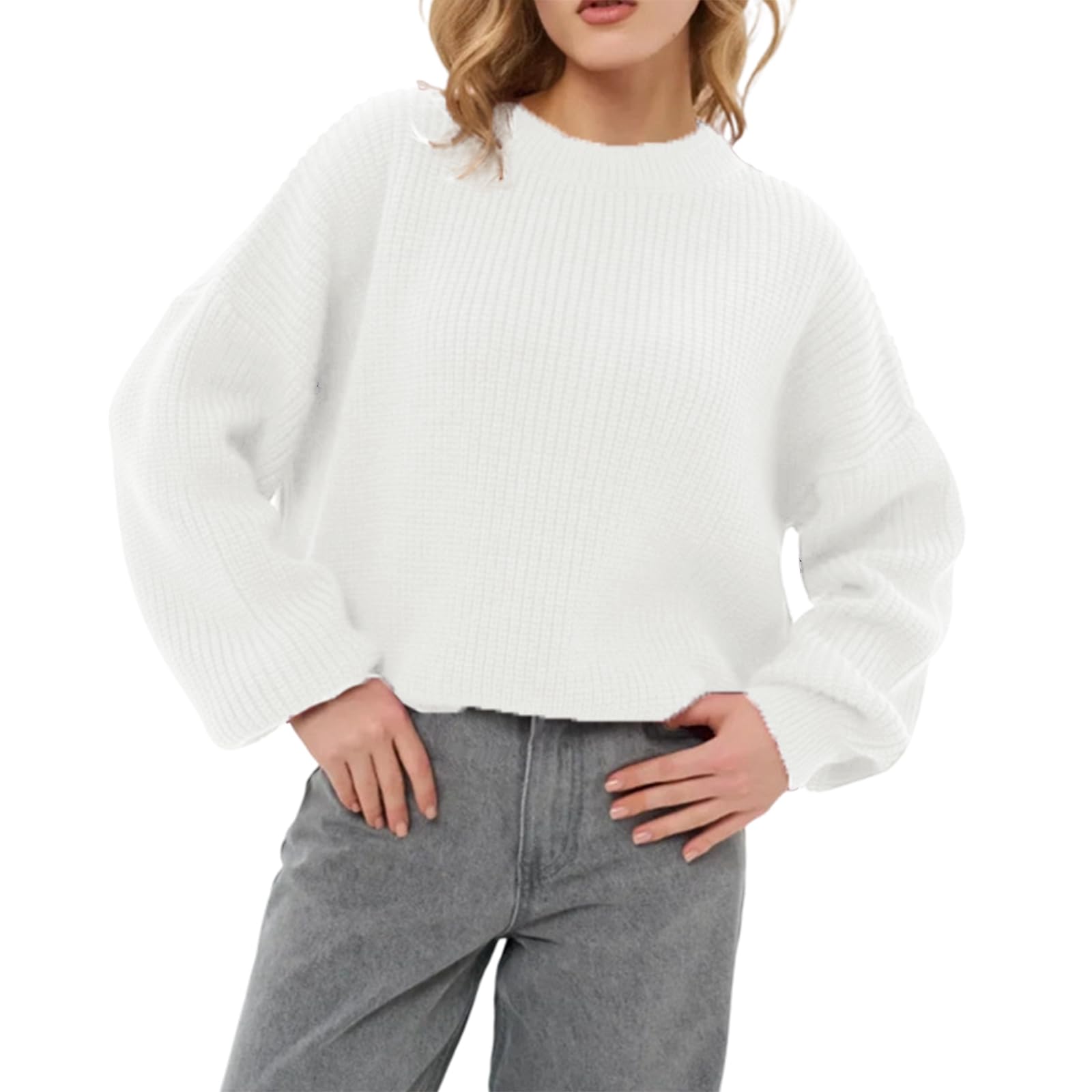 Womens Sweaters Oversized Knit Pullover Sweater Casual Crewneck Long Sleeve Tops Fall Winter Outfits