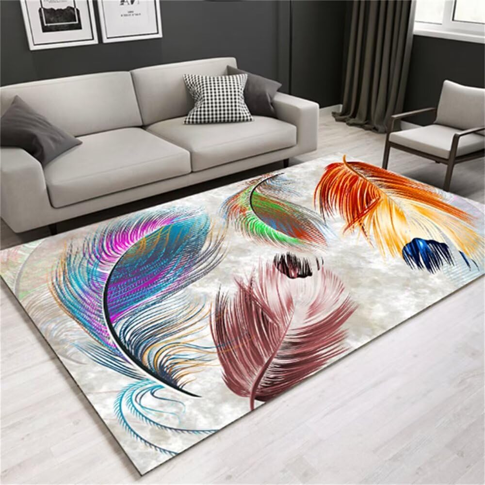 Tapis de chambre à coucher enfant déco plume pour salon cosy