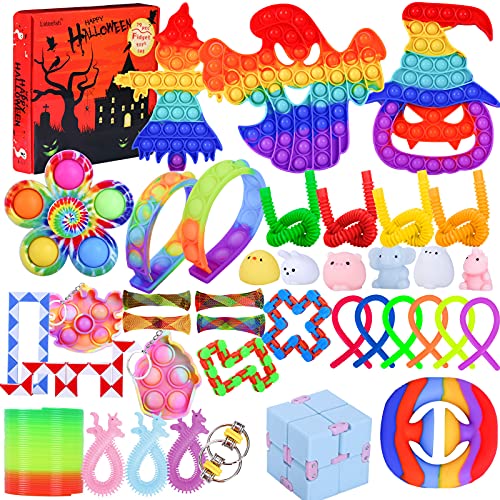 39 Pack Pop Fidget Packs, Halloween Fidget Pack Cheap, Stress Relief Toy Set, Simple Dimple Fidget Toys Set for Adults Kids Anxiety Autism, Birthday Party Favors,Classroom Reward with Gift Box
