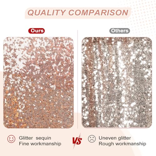 Image of PartyDelight Rose Gold Sequin Backdrop 20x10ft Sparkly Photo Curtain | 4 Inch Rod Pocket and stitched 3mm sequins create panoramic stage coverage for bridal showers and blush weddings