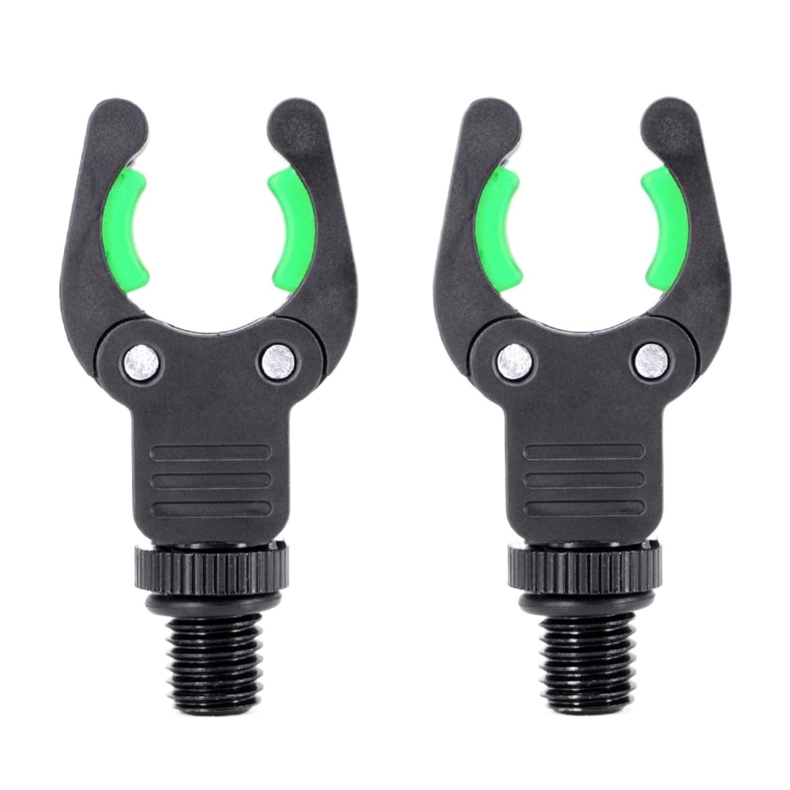 Zovloer 2pcs Durable Plastic Carp Fishing Rod Rest Head Butt Holder - Secure Gripper for Alarm Buzz Bar, Fits All Rod Pods(Green)