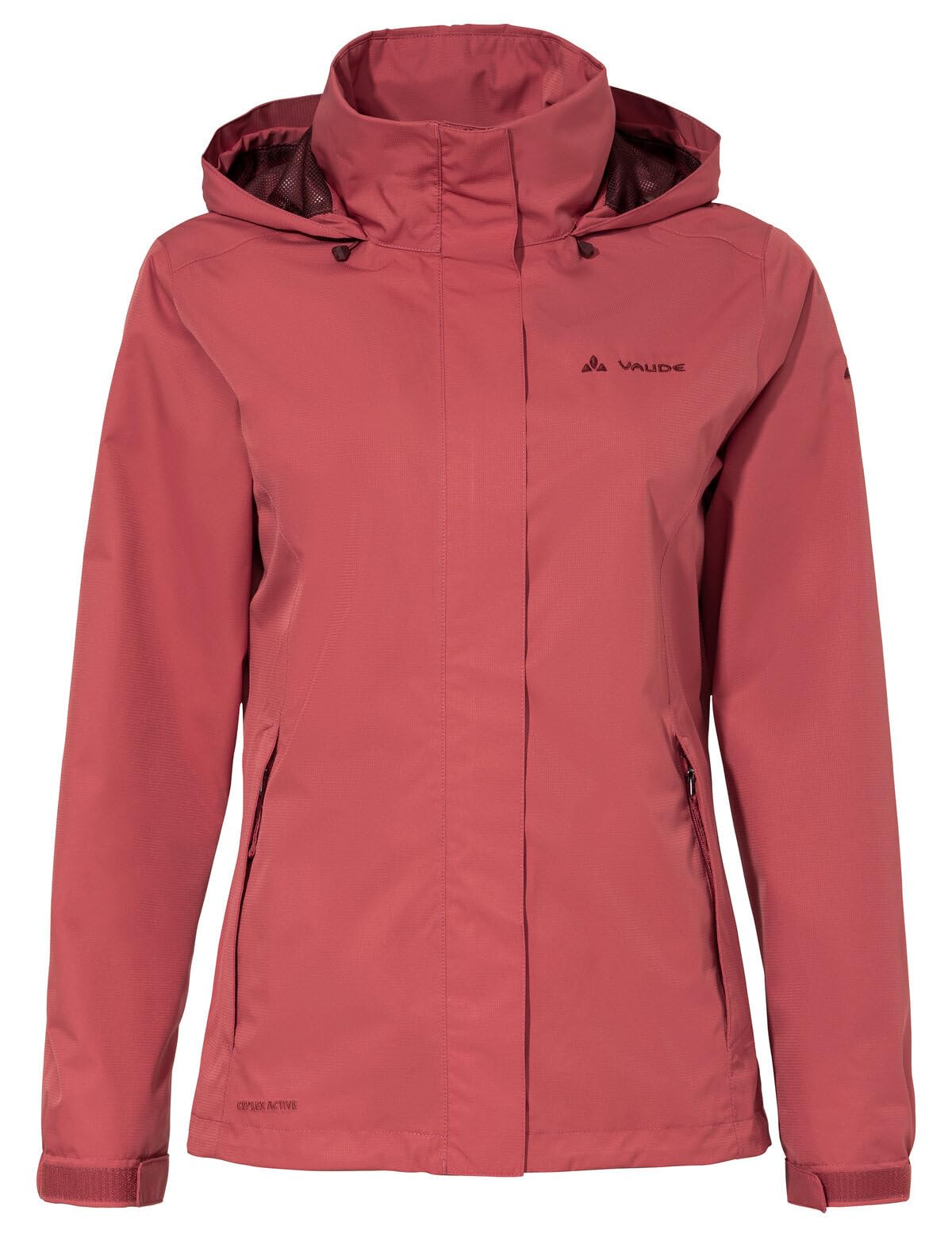 VAUDE Escape Light Regenjacke Damen – wasserdicht, atmungsaktiv und winddicht mit 2-Lagen-Membran, verstaubare Kapuze, 420g leicht