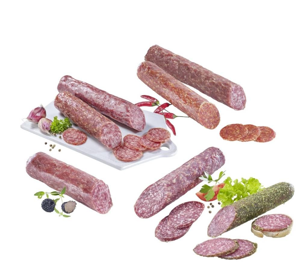 Almgourmet - Salamiset mit 6 luftgetrockneten Edelsalamis (1080g) - italienische Salamis - u.a. mit Fenchel, Knoblauch und Trüffel