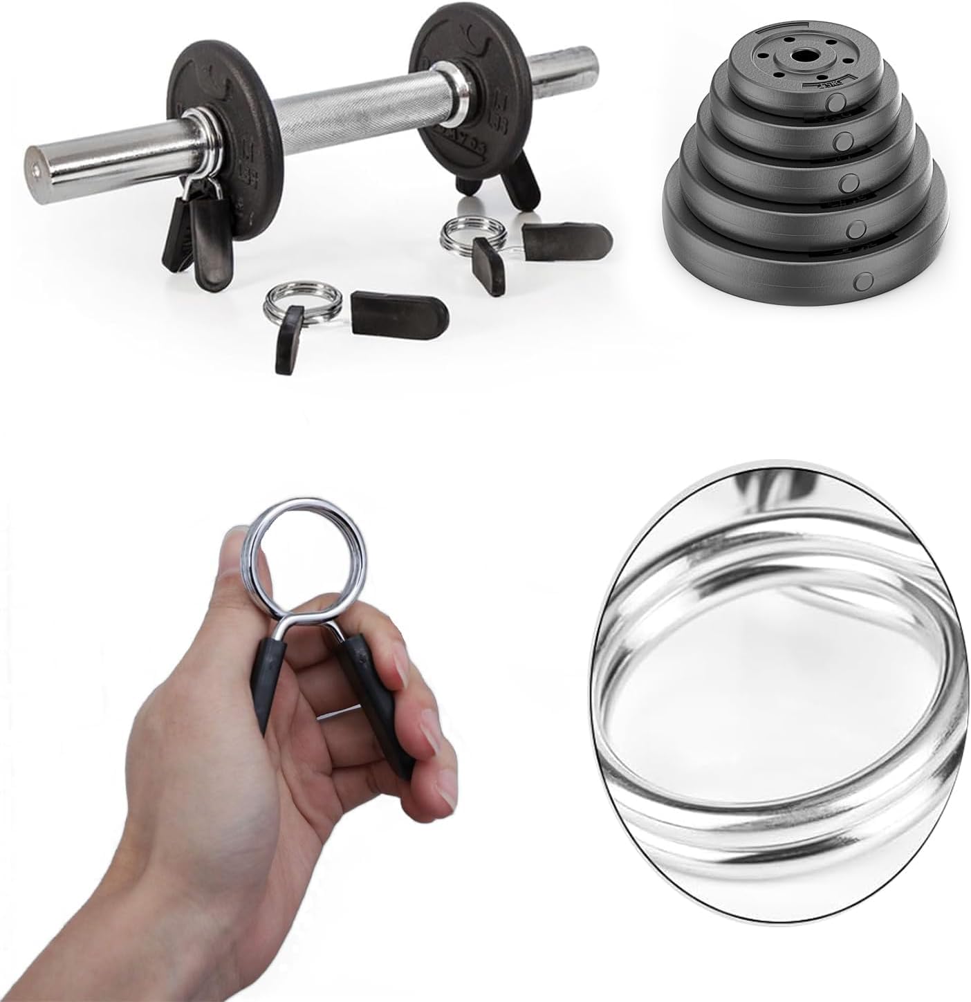 NHPY 2 stuks lange halterstangen met veersluiting, klemmen, veersluiting van ABS, 25 mm voor gewichtheffen, krachttraining, bevestiging aan korte halters