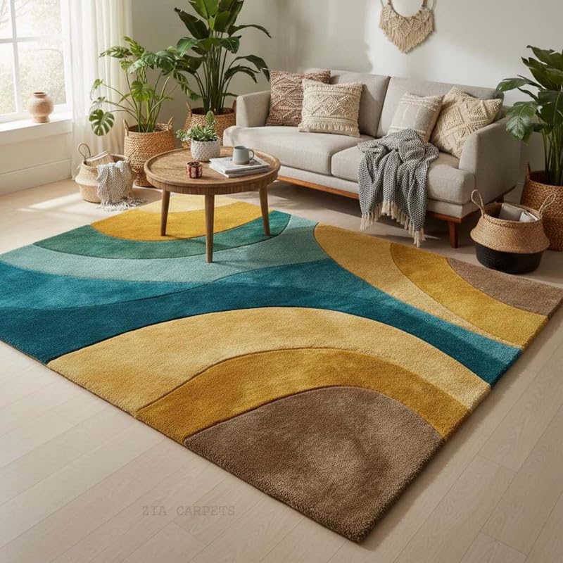 Image of zia carpets Hand Tufted Woollen Modern Collection Bedroom & Living Room Carpet Size 10 X 12 Feet