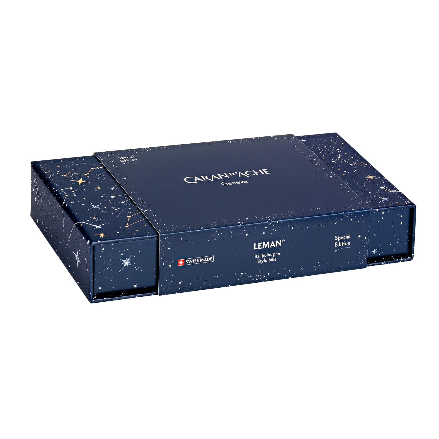 Caran d'Ache Léman Cosmic Blue długopis obrotowy wykonany z mosiądzu, kolor: niebieski, kolor kreski: czarny, grubość kreski: M, CC4789.024