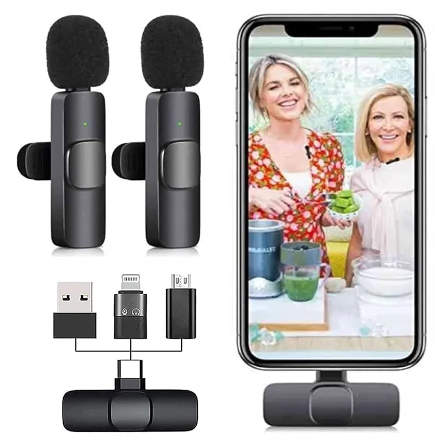 EYETECH K9 Dual Wireless Microphone, Digital Mini Portable Recording Clip Mic with Receiver for All iOS,Lighting Mobile Phones Camera Laptop for Vlogging YouTube Online Class, Zoom Call (k-9)