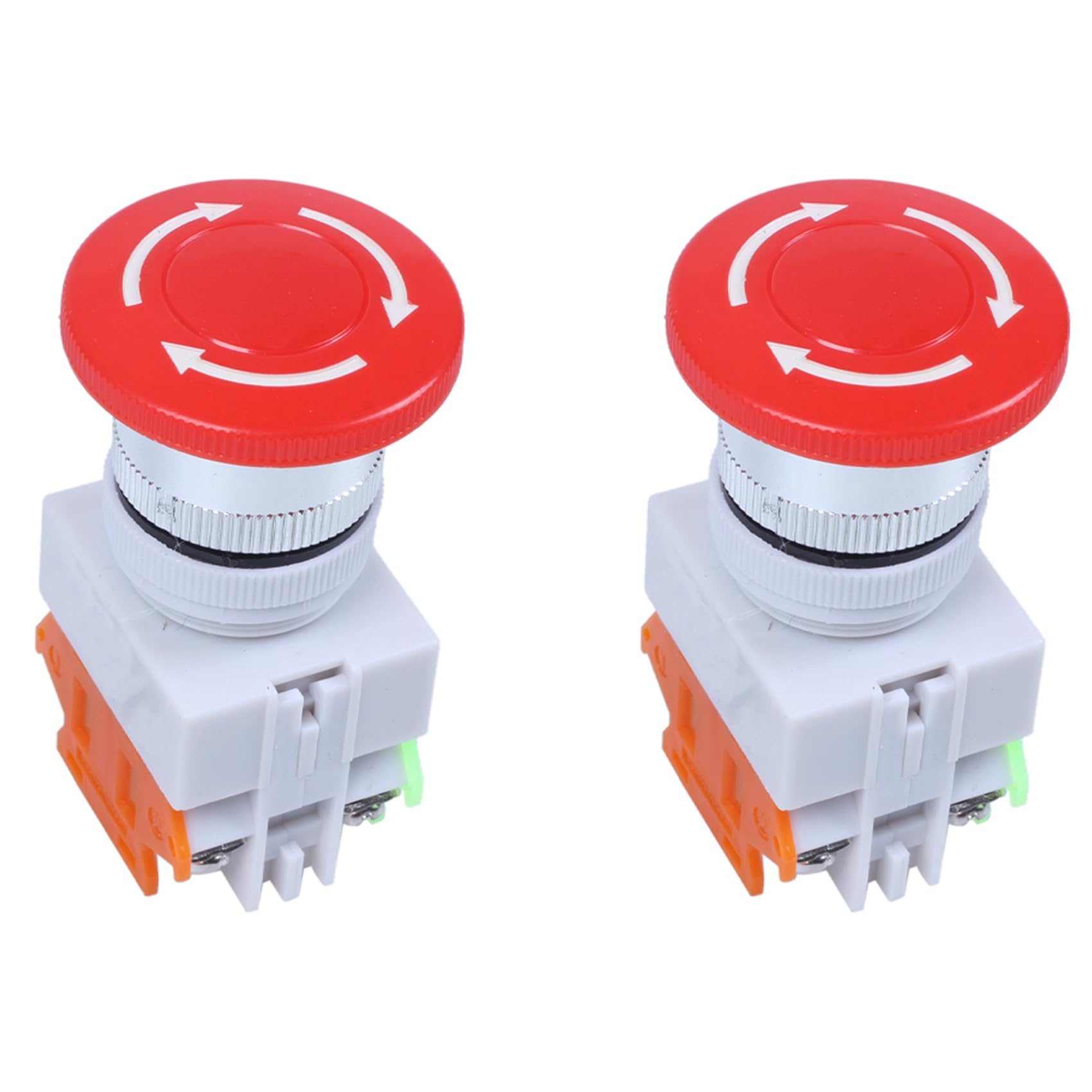 Jnchdghwa As Picture Shown 2X Red Mushroom Cap 1No 1Nc Emergency Stop Push Button Switch Ac 660V 10A