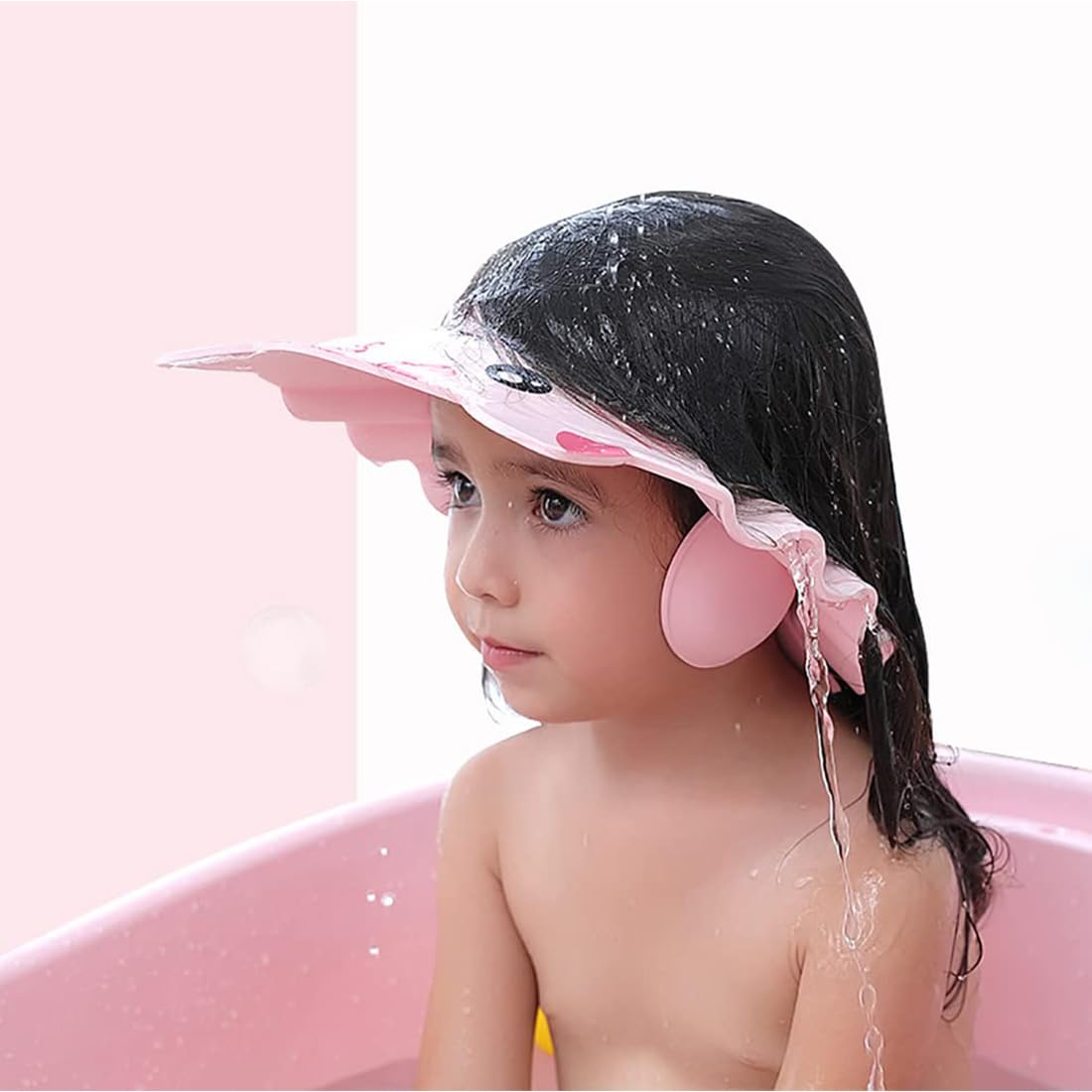 Lot de 2 bonnets de douche pour enfants, bonnet de shampoing pour enfants, bouclier de lavage des cheveux réglable pour bébé, utilisé pour protéger les yeux et les oreilles