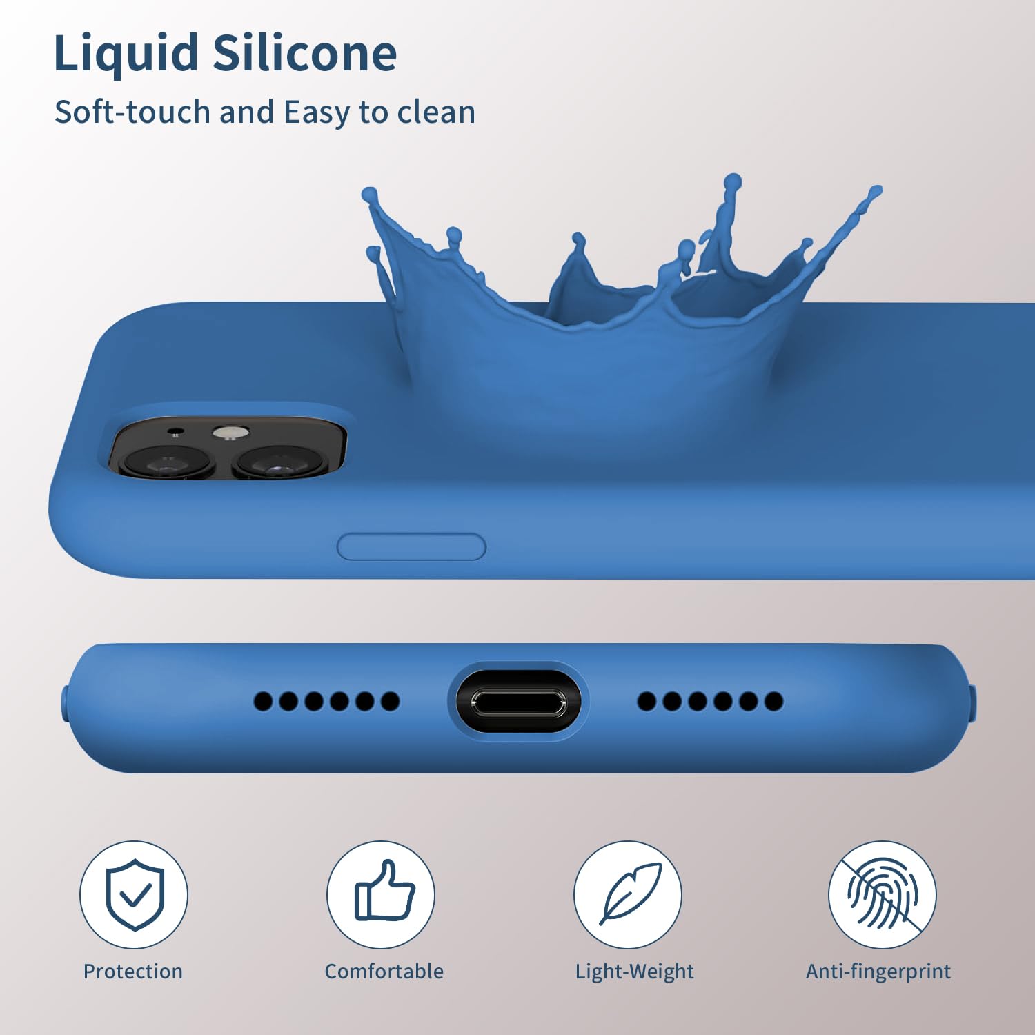 TAXXOE Silicone Case with iPhone 11 Case Soft Ultra Slim Protective Shockproof Liquid Silicone Phone Case,Anti-Scratch Microfiber Lining,6.1 inch-Official Blue - Image 3