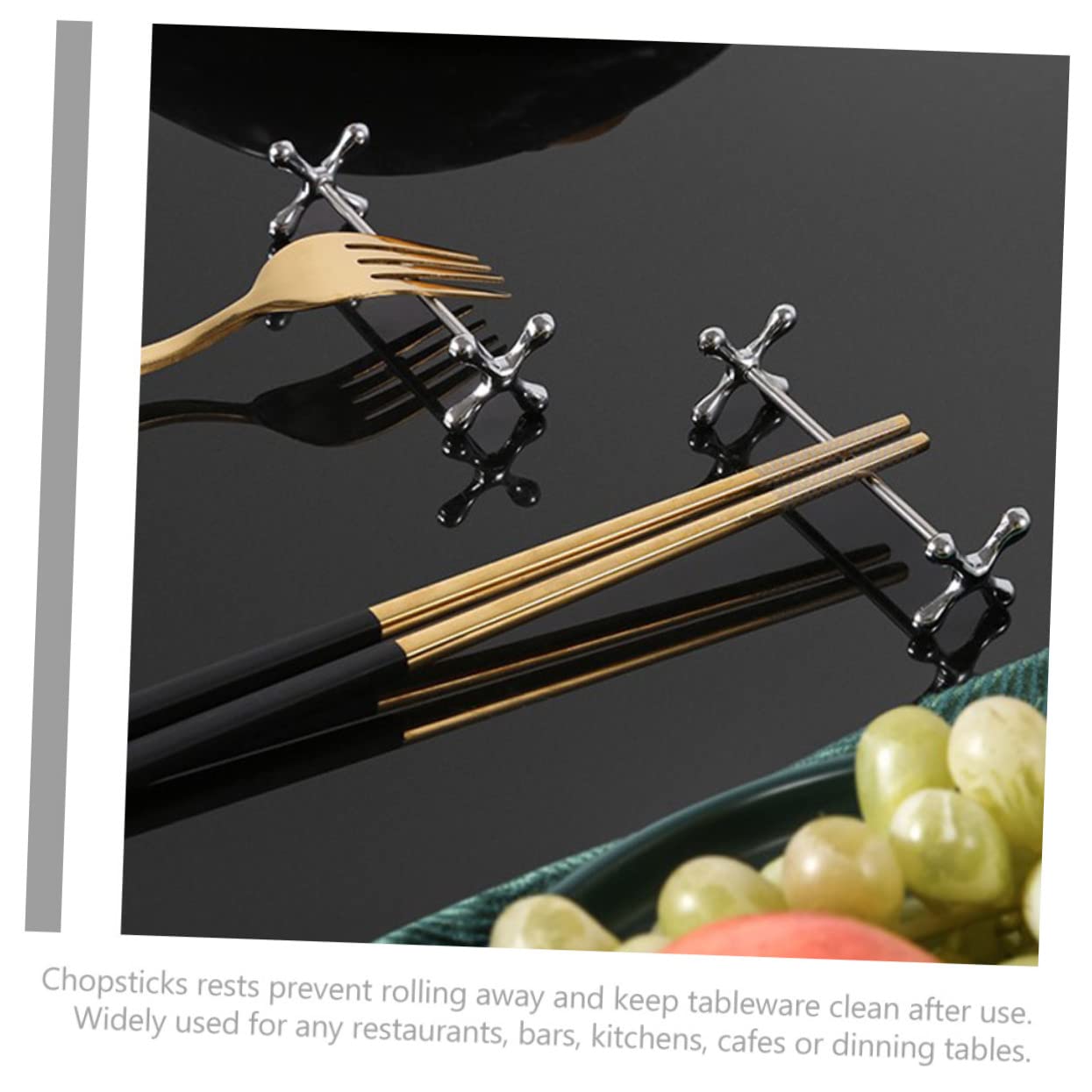 Juego de 6 soportes de metal para palillos, elegante para mesa de comedor, soporte para utensilios de cocina para cucharas y tenedores, accesorio de cocina fácil de limpiar