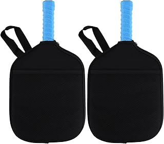 2PCS Pickleball Paddle Covers, Neoprene Paddle Cover with Inner Pockets and Handle Strap Pickle Racket Cover Pickleball Racket Case Pickleball Racket Cover Bag (Black)