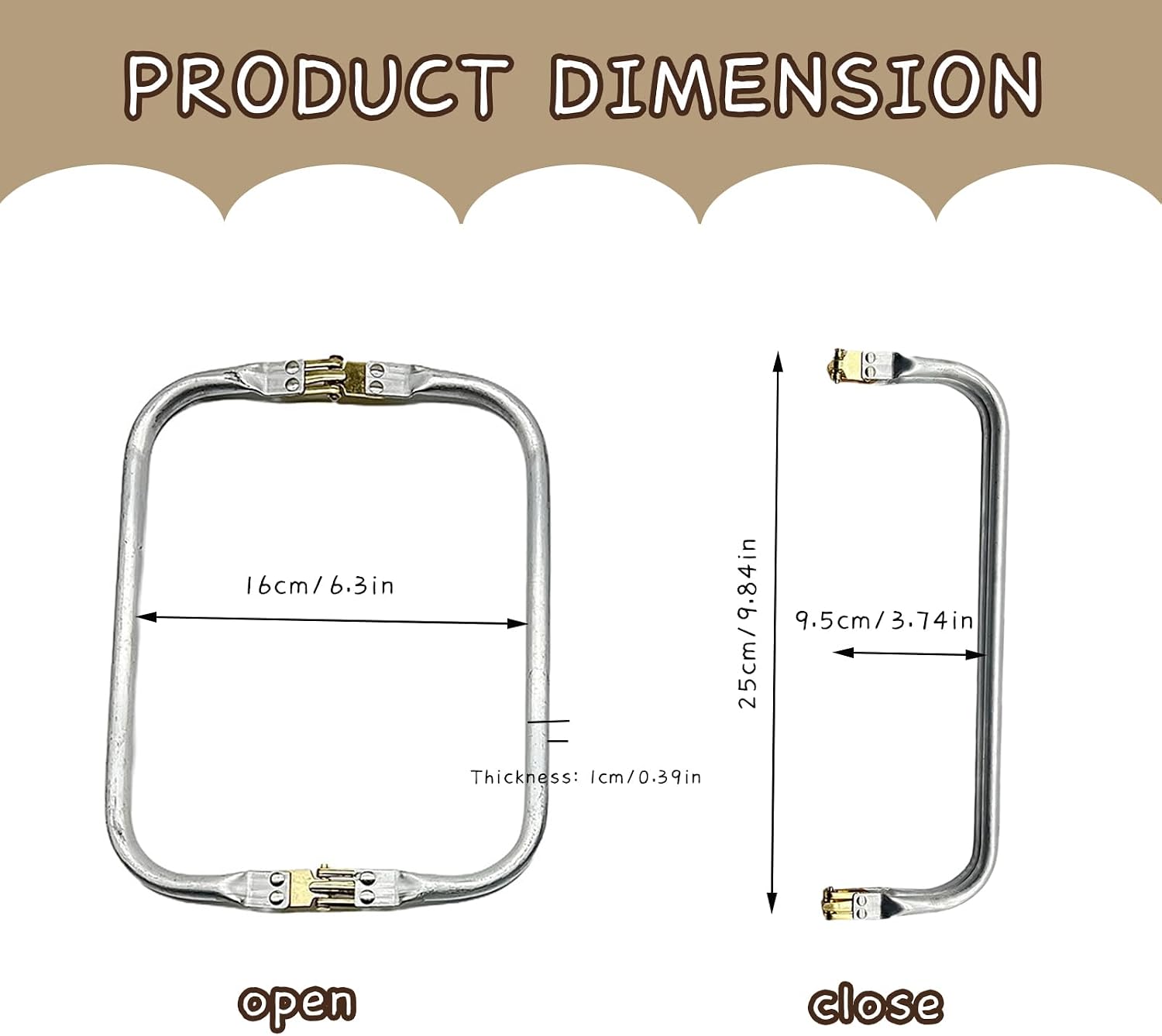 2Pcs Aluminum Purse Frame, 10" Rectangle Lock Frame, Handbag Clutch Frame, Metal Purse Frame, Kiss Lock Clasp Bag Frame, Hardware Replacements for DIY Purse Making Supplies Bag Sewing
