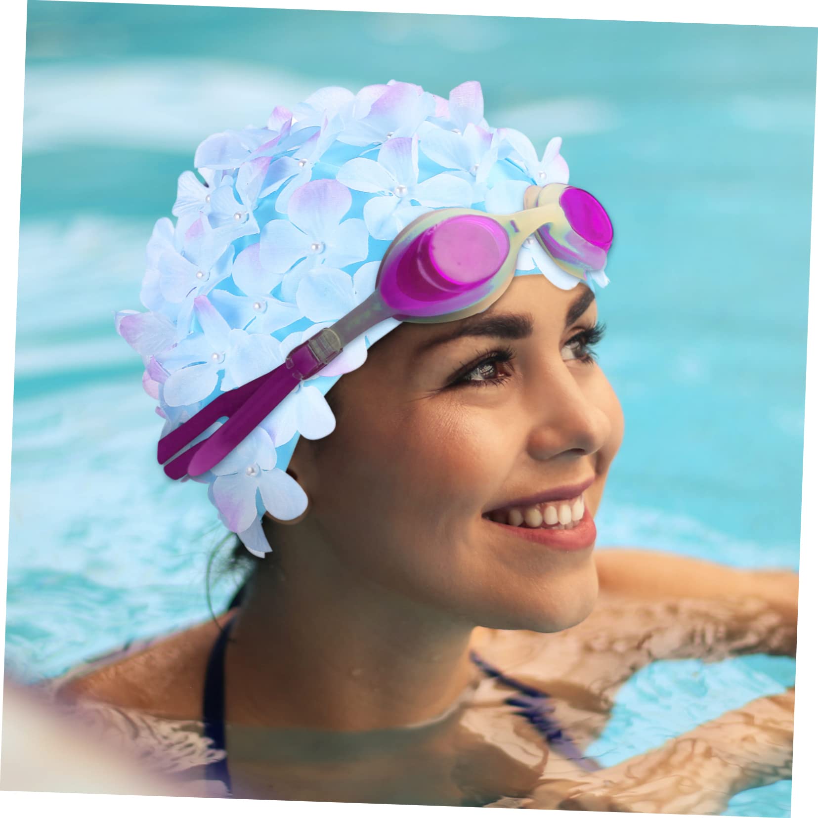 Toyvian Gorros de Natación para Mujer Flores 3D, Diseño Antideslizante en Nylon, 2 Piezas Reutilizables para Decoración Verano y Uso en Piscina o SPA