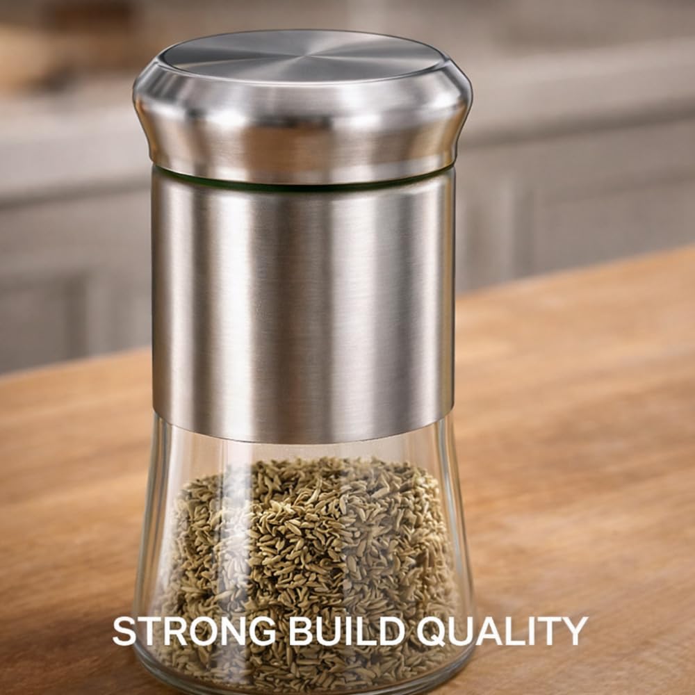 Stainless Steel Salt and Pepper Shaker Set by ENHANCIO, Pack of 2 | Moisture-Proof Lids, Clear Glass Bottom, Easy Refill Spice Dispensers for Kitchen, Dining Table and Professional Chefs — Amazon image 9