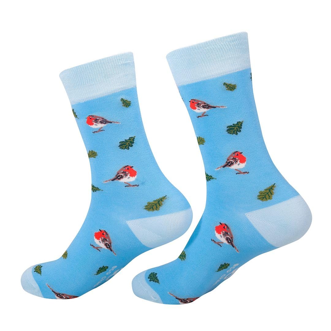 Eco Chic Womens Bamboo Socks Breathable Hot and Cold Weather UK 4-8 Single Pair (RSPB Robin)