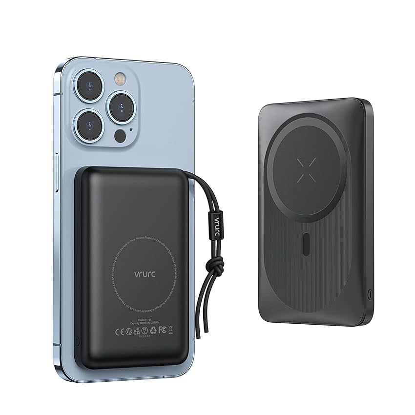 Immagine del prodotto Power Bank Wireless 10000mAh, VRURC Caricatore Portatile Ricarica Rapida, USB C PD 20W & QC 22.5W Power Bank, 3 Uscite e 2 ingressi Compatibile con iPhone 14/13/12 /Pro/Mini/Pro Max ecc - Nero