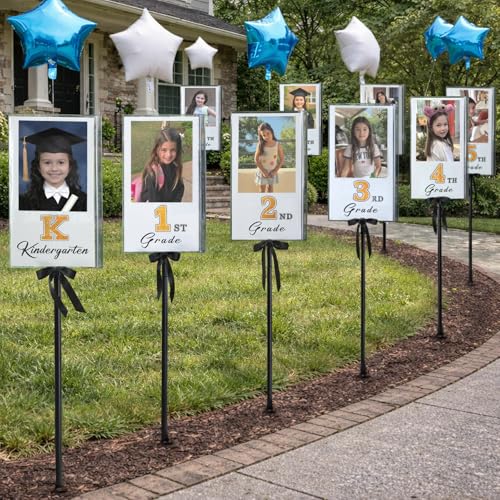 Graduation Decorations 2026 - K-12 Photo Yard Signs with Ground Stakes - Class of 2026 Photo Sign for Kindergarten Middle High School - Gold Lawn Signs for Graduation Parties Supplies
