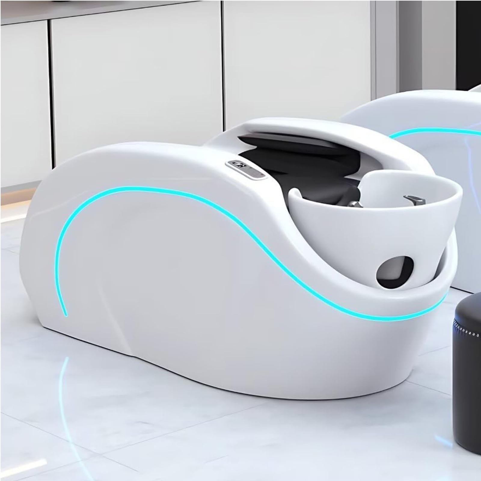Kopfmassage- Und Shampoo-Liege, Intelligente Elektrische Moderne Weiße Massageliege, Professionelle Salon- Und Spa-Ausstattung mit Wasserzirkulation Und Eingebautem Wassererhitzer