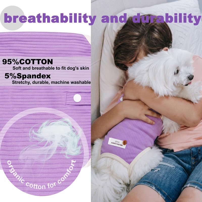 Image of Dog Recovery Suit Dogs Onesie for Surgery Protective Post-Surgery Suit Female for Small Dogs & Puppy Purple Size L