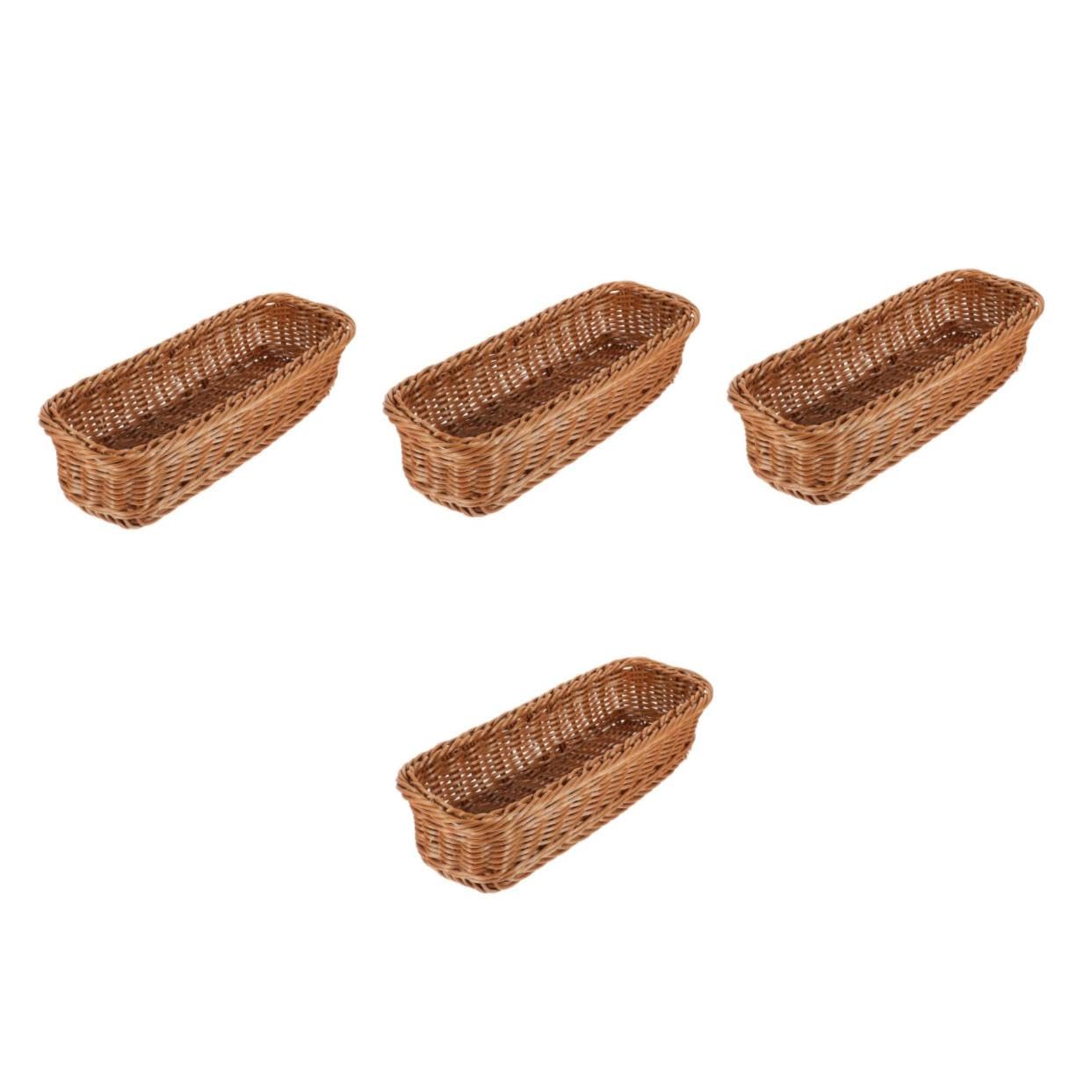 Alipis 4 Pz Contenitore Per Ristorante in Simil Rattan Per La Lievitazione Del Lievito Madre Cestino Vario Cestino Per Il Pane in Filo Metallico Rack Brown Plastica