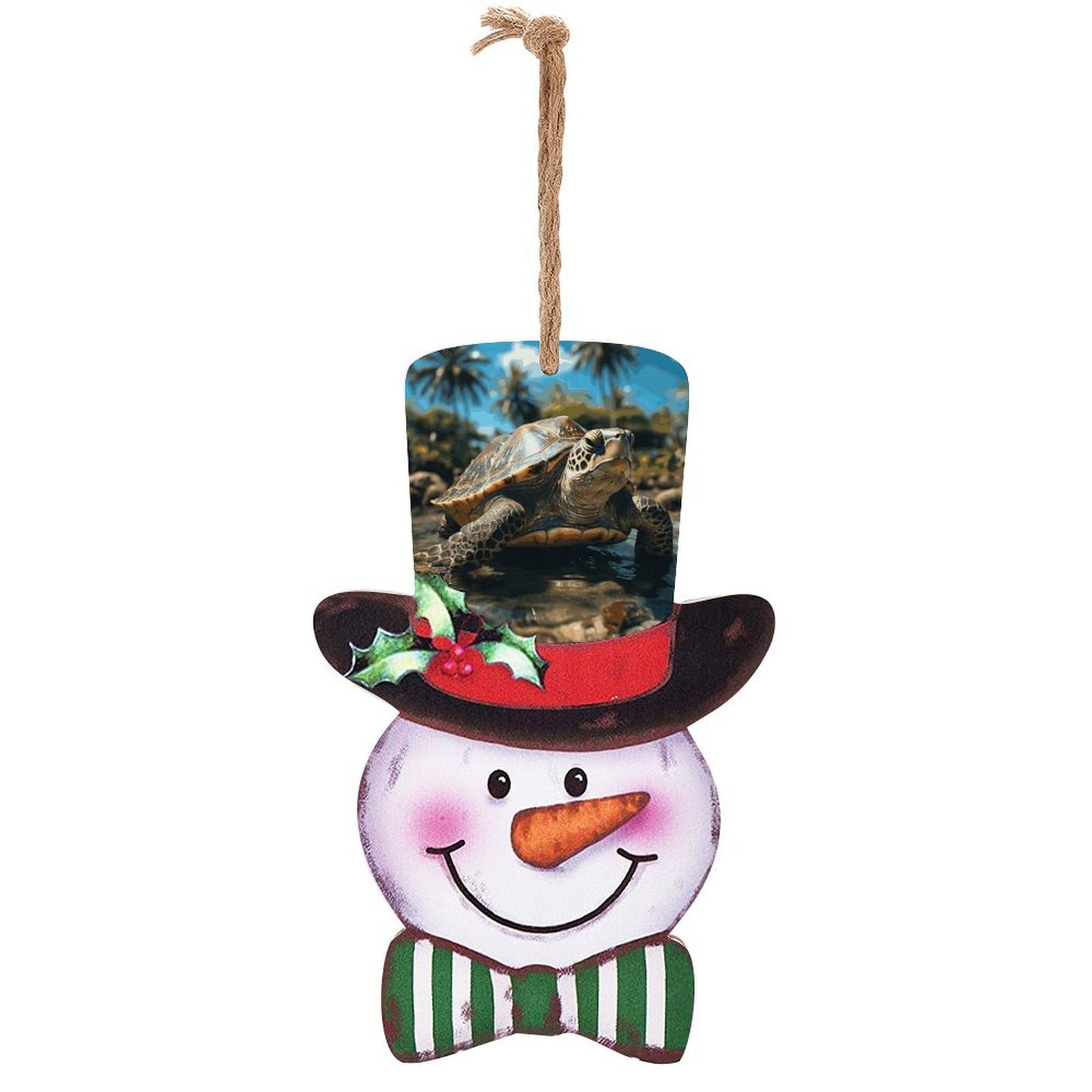 Big Turtle And Palm Trees Snowman Decor Christmas Snowmans Hanging Decors Wooden Exquisite Holiday Decoration Sign for Home Window Wall Farmhouse Indoor Outdoo