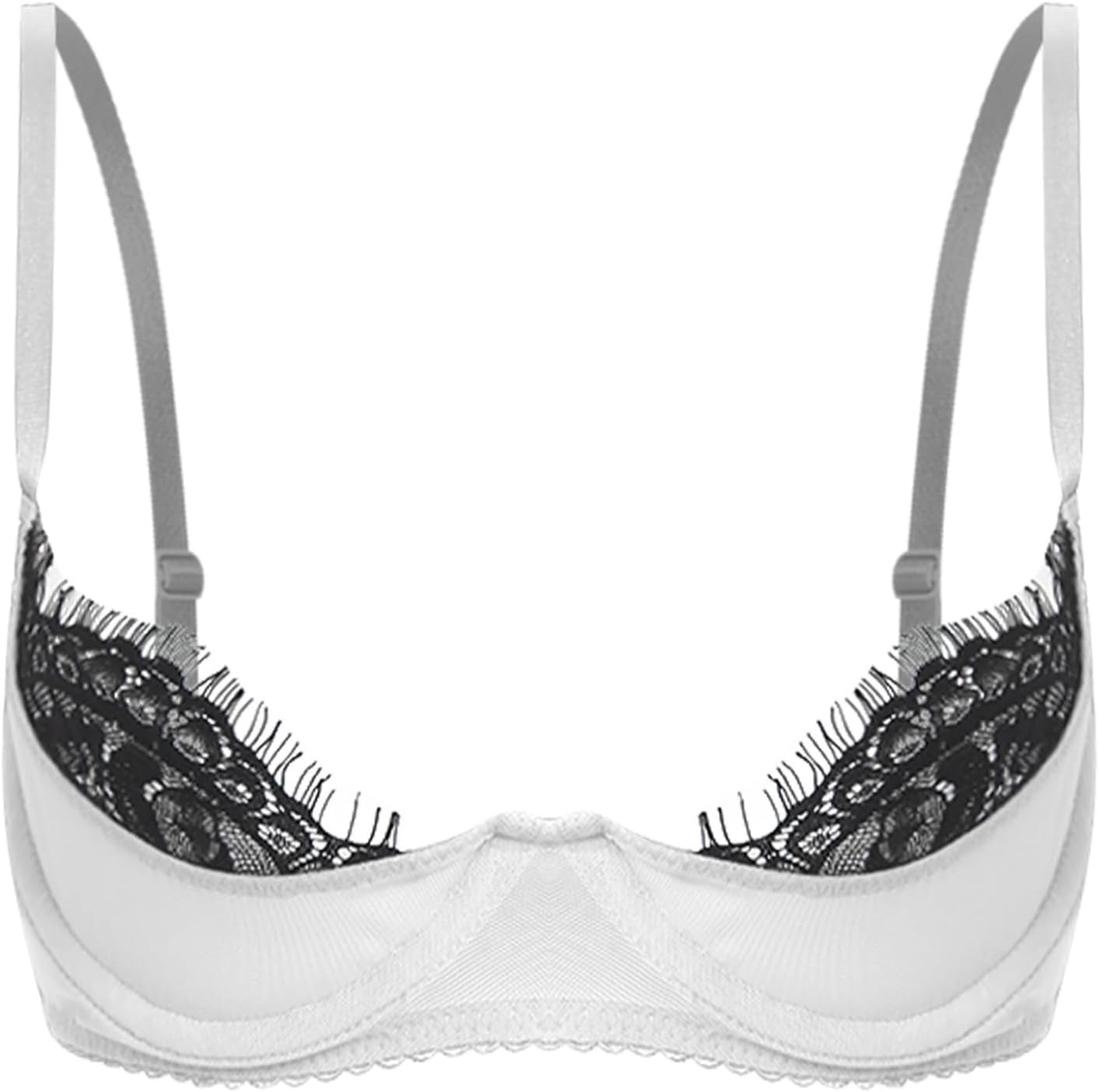 Jelory Women's Sexy 1/4 Cup Lace Bra Padded Unlined Underwire Push Up Demi Balconette Brassiere
