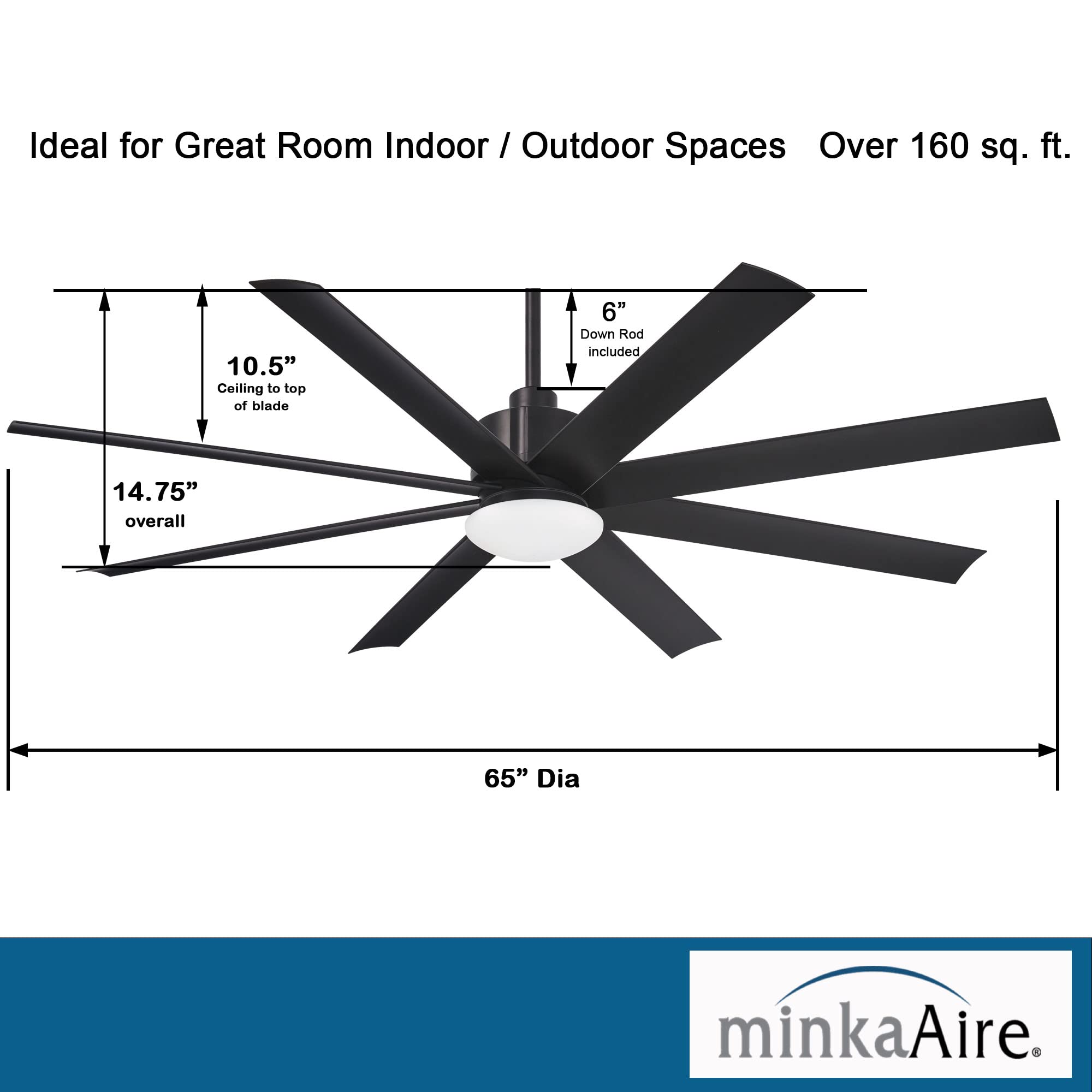 Amazon.com: MINKA-AIRE F888L-CL Slipstream 65 Inch Outdoor Ceiling