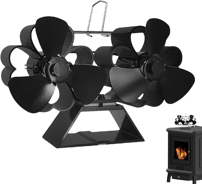 Fireplace Blower Fan, NonElectric Wood Stove Blower Fan with 6 Blades