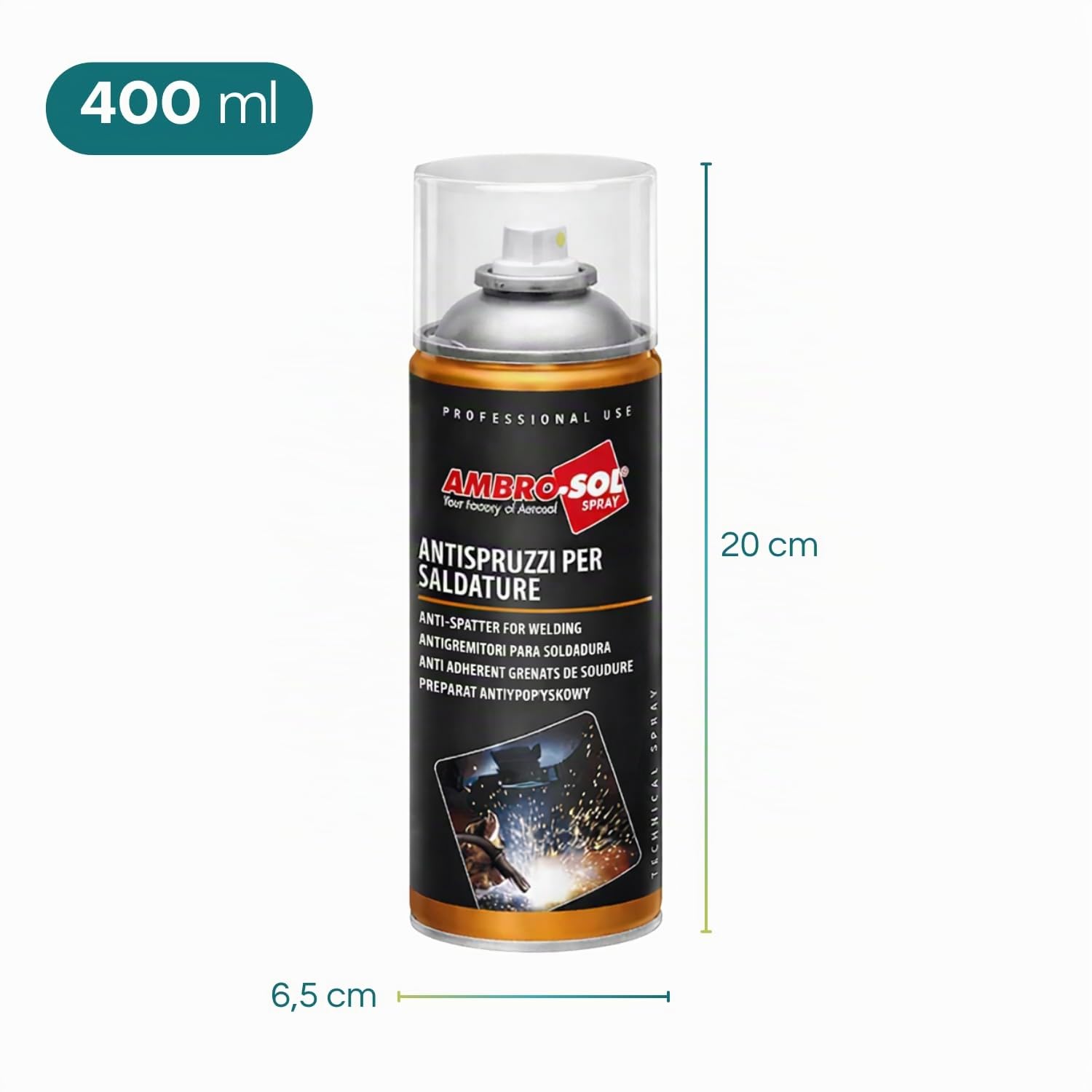 Bomboletta Spray Antispruzzi per Saldature da 400ml, protegge ingranaggi, previene la formazione di corrosione, spray per saldatrice evita Adesione di Scorie e Gocce di Saldatura Varie Quantità (12)