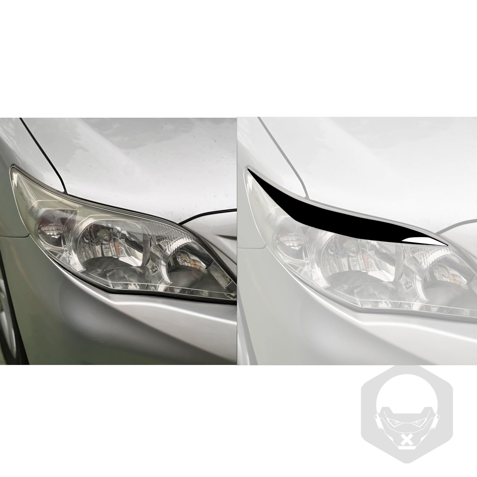 Caches Phares (eyelids) Noirs Peints Pour Toyota Corolla Auris 3ème Génération - ABS - Facile à Installer
