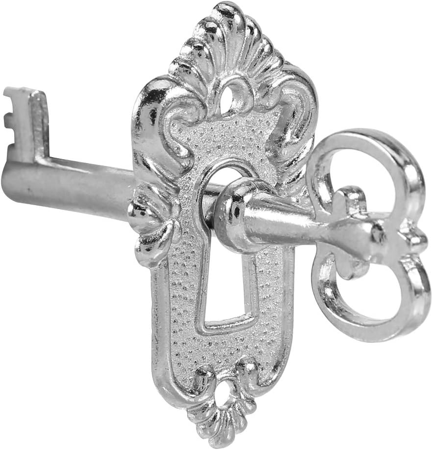 (Pack of 3) Vintage Door Lock Set, Classical Alloy Door Lock with Key for Drawer Cabinet Wardrobe Cupboard Gate