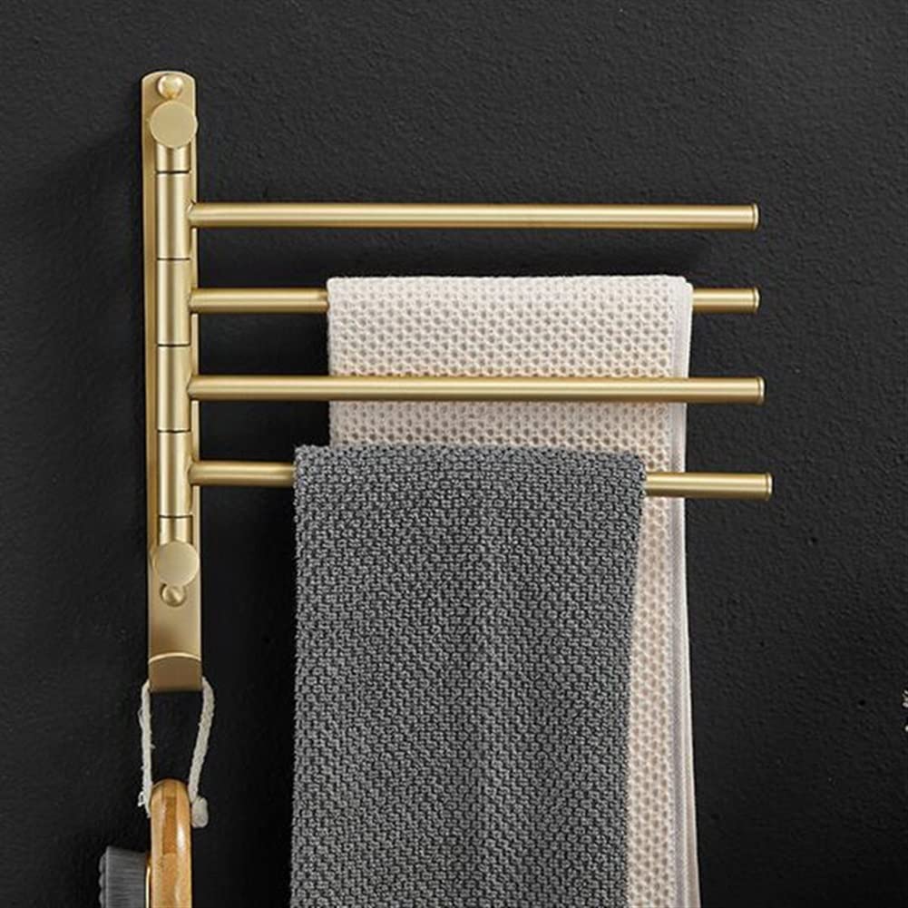 TYUHDUYUR Towel Rack, Towel Rail for Bathroom, Brushed Brass Towel bar for Bathroom, Brushed Towel bar, Movable Towel bar Bathroom Towel Shelf/with bar Gold/a (Gold Brushed a)