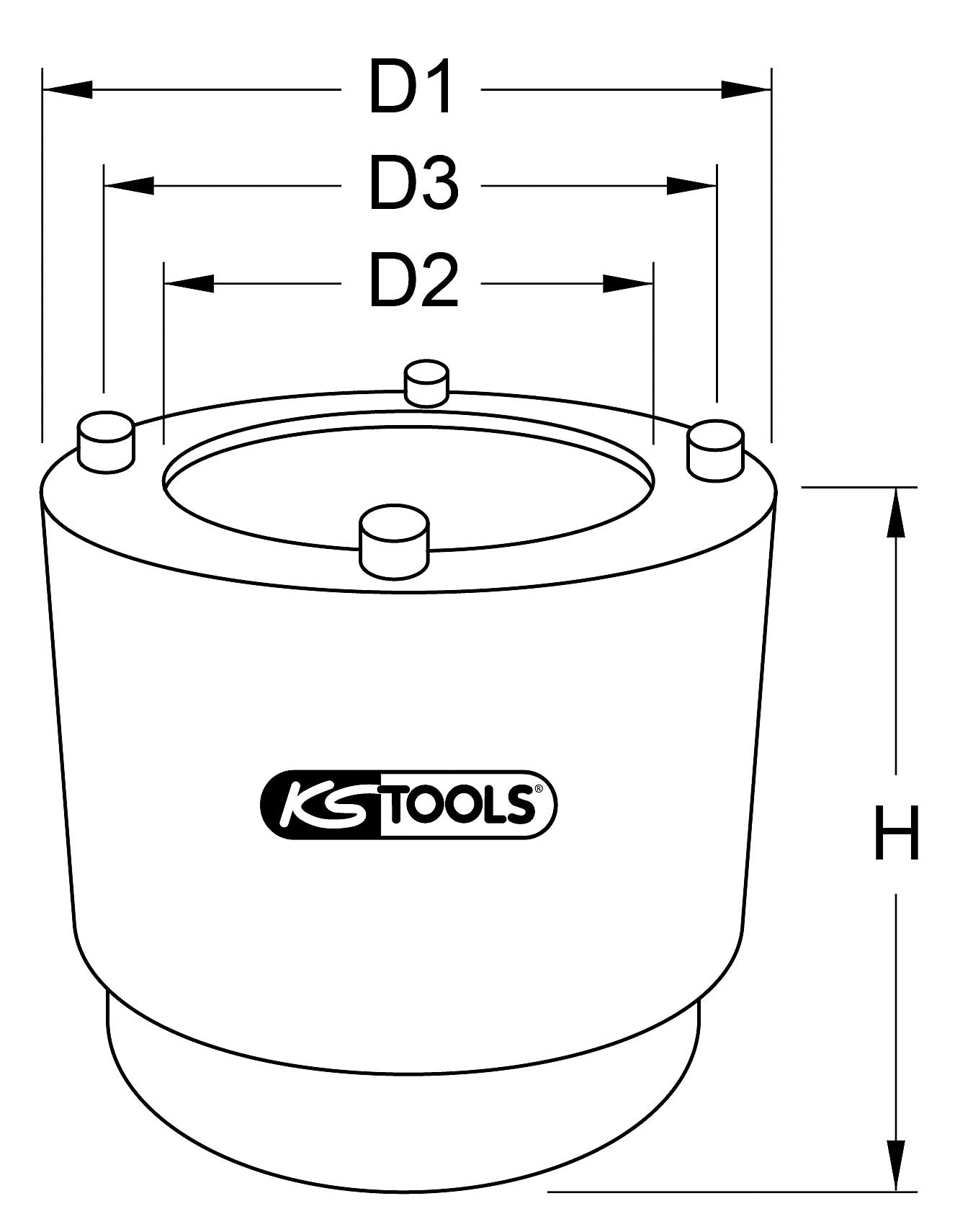 KS Tools 460.4425 Llave de vaso de 1/2" para retenes de aceite de mecanismos de dirección de Hino, Ø 72 mm