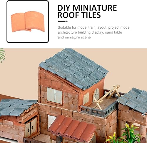 Miniatura 9 de Vaguelly Juego de 80 piezas de mini ladrillos de techo, 116 de ladrillos rojos pequeños, modelo miniatura, ladrillos de cemento, casa de muñecas de