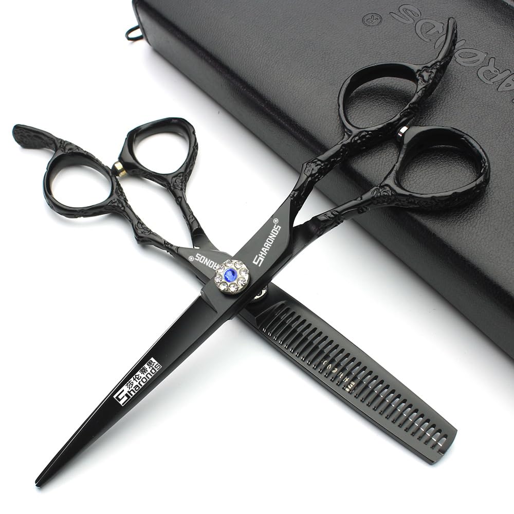 6/7-inch Professional Hair Clippers, Stainless Steel Sharp Hair Clippers, Hairdresser Specific Scissors. (6 inch-2pc-B)